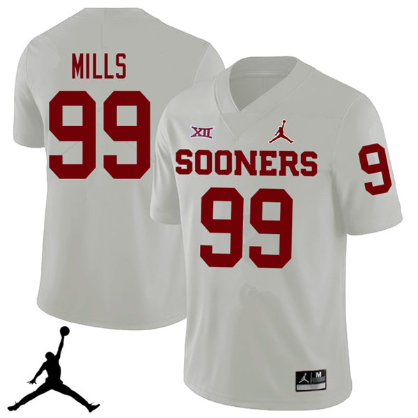 Jordan Brand Men #99 Nick Mills Oklahoma Sooners 2018 College Football Jerseys Sale-White - Click Image to Close
